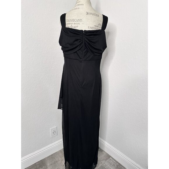 Alex Evenings Maxi Cold Shoulder Dress, Mother of Bride. Black. Size14P NWT - Picture 5 of 9